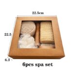 6 Piece Natural Body Bath Set Exfoliating Shower Kit with Loofah Brush Bath Sponge