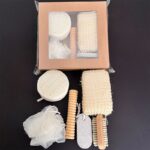 6 Piece Natural Body Bath Set Exfoliating Shower Kit with Loofah Brush Bath Sponge - Image 2