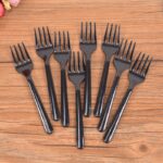 Disposable Plastic Forks 100 Pack, Heavy Duty Single Use Cutlery for Party Picnic Takeaway Catering-Black - Image 2