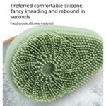 Avocado Shape Silicone Bath Brush Refillable Body Shower Brush with Hanging Loop-Green - Image 4