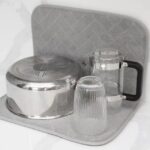 Foldable Dish Drying Mat with Plastic Drain Rack Absorbent Kitchen Counter Drying Pad - Image 4