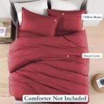 Hotel Soft Microfiber Duvet Cover Set-2000TC Quilt Cover Set & Pillowcases -1 Donna Cover Zipper Closure & 1 x Pillowcases-Breathable Bedding - Wrinkle, Fade, Stain Resistant(Red,Double) - Image 4