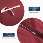 Hotel Soft Microfiber Duvet Cover Set-2000TC Quilt Cover Set & Pillowcases -1 Donna Cover Zipper Closure & 1 x Pillowcases-Breathable Bedding - Wrinkle, Fade, Stain Resistant(Red,Double) - Image 5