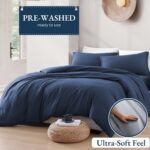Hotel Soft Microfiber Duvet Cover Set-2000TC Quilt Cover Set & Pillowcases -1 Donna Cover Zipper Closure & 1 x Pillowcases-Breathable Bedding - Wrinkle, Fade, Stain Resistant(Navy,Double) - Image 3