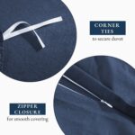 Hotel Soft Microfiber Duvet Cover Set-2000TC Quilt Cover Set & Pillowcases -1 Donna Cover Zipper Closure & 1 x Pillowcases-Breathable Bedding - Wrinkle, Fade, Stain Resistant(Navy,Double) - Image 5