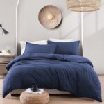Hotel Soft Microfiber Duvet Cover Set-2000TC Quilt Cover Set & Pillowcases -1 Donna Cover Zipper Closure & 1 x Pillowcases-Breathable Bedding - Wrinkle, Fade, Stain Resistant(Navy,Double) - Image 6