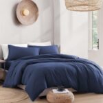 Hotel Soft Microfiber Duvet Cover Set-2000TC Quilt Cover Set & Pillowcases -1 Donna Cover Zipper Closure & 1 x Pillowcases-Breathable Bedding - Wrinkle, Fade, Stain Resistant(Navy,Double) - Image 7