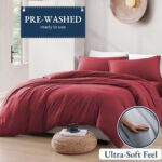 Hotel Soft Microfiber Duvet Cover Set-2000TC Quilt Cover Set & Pillowcases -1 Donna Cover Zipper Closure & 1 x Pillowcases-Breathable Bedding - Wrinkle, Fade, Stain Resistant(Red,Single) - Image 3