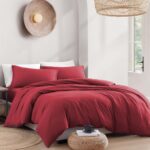 Hotel Soft Microfiber Duvet Cover Set-2000TC Quilt Cover Set & Pillowcases -1 Donna Cover Zipper Closure & 1 x Pillowcases-Breathable Bedding - Wrinkle, Fade, Stain Resistant(Red,Single) - Image 7