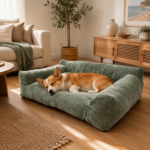 Plush Corduroy Pet Sofa Bed with Removable Heating Pad, Orthopedic Foam Support & Machine-Washable Cover – The Ultimate Cozy Retreat for Cats and Small Dogs (Black) - Image 6