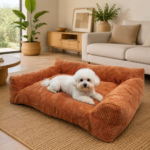 Plush Corduroy Pet Sofa Bed with Removable Heating Pad, Orthopedic Foam Support & Machine-Washable Cover – The Ultimate Cozy Retreat for Cats and Small Dogs (Black) - Image 7