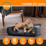 Plush Corduroy Pet Sofa Bed with Removable Heating Pad, Orthopedic Foam Support & Machine-Washable Cover – The Ultimate Cozy Retreat for Cats and Small Dogs (Orange) - Image 3