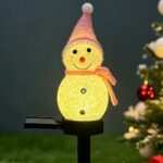 Charming Solar Snowman Stake Lights with Warm Glow, Auto On/Off, and Colorful Hat & Scarf Designs – Waterproof Outdoor Decoration for Garden, Pathway, and Yard, Ideal for Holiday Ambiance (Single Pink)