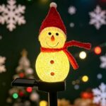 Charming Solar Snowman Stake Lights with Warm Glow, Auto On/Off, and Colorful Hat & Scarf Designs – Waterproof Outdoor Decoration for Garden, Pathway, and Yard, Ideal for Holiday Ambiance (Single Red)