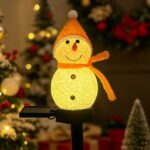 Charming Solar Snowman Stake Lights with Warm Glow, Auto On/Off, and Colorful Hat & Scarf Designs – Waterproof Outdoor Decoration for Garden, Pathway, and Yard, Ideal for Holiday Ambiance (Single Yellow)