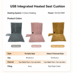 USB-Powered Heated Seat Cushion with Plush Faux Rabbit Fur, Anti-Slip Base, and Foldable Backrest – Ideal for Office Chairs, Car Seats, and Outdoor Camping Chairs in Rock Gray, Cherry Pink, and Fallen Yellow. (45×45×2cm, Yellow) - Image 2