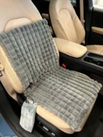 USB-Powered Heated Seat Cushion with Plush Faux Rabbit Fur, Anti-Slip Base, and Foldable Backrest – Ideal for Office Chairs, Car Seats, and Outdoor Camping Chairs in Rock Gray, Cherry Pink, and Fallen Yellow. (90×45×2cm, Yellow) - Image 3