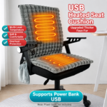 USB-Powered Heated Seat Cushion with Plush Faux Rabbit Fur, Anti-Slip Base, and Foldable Backrest – Ideal for Office Chairs, Car Seats, and Outdoor Camping Chairs in Rock Gray, Cherry Pink, and Fallen Yellow. (90×45×2cm, Yellow) - Image 5
