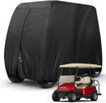Heavy Duty 420D Oxford Golf Cart Cover with PU Coating, Waterproof Windproof UV-Resistant Storage Protection for 4-Seater and 2+2 Passenger Carts, Includes Storage Bag, Secure Side Zipper Access and Elastic Bottom (95*48*66inch, 420D)