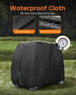 Heavy Duty 420D Oxford Golf Cart Cover with PU Coating, Waterproof Windproof UV-Resistant Storage Protection for 4-Seater and 2+2 Passenger Carts, Includes Storage Bag, Secure Side Zipper Access and Elastic Bottom (112*48*73inch, 420D) - Image 4