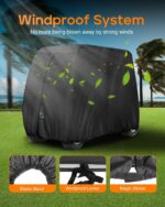 Heavy Duty 420D Oxford Golf Cart Cover with PU Coating, Waterproof Windproof UV-Resistant Storage Protection for 4-Seater and 2+2 Passenger Carts, Includes Storage Bag, Secure Side Zipper Access and Elastic Bottom (112*54*66inch, 420D) - Image 5