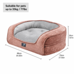 Plush Orthopedic Pet Sofa Bed with Bolstered Edges – Ultra-Soft Sponge Filled Luxury Dog and Cat Couch, Waterproof Inner Liner & Removable Washable Cover for Medium-Sized Pets Up to 35kg (Pink) - Image 2