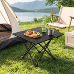 Black Portable Folding Table - 41 x 35 cm Carbon Steel Compact Carry Design, Quick Setup and Space Saving Storage for Market Stalls, Camping and Outdoor Use - Image 2