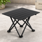 Black Portable Folding Table - 41 x 35 cm Carbon Steel Compact Carry Design, Quick Setup and Space Saving Storage for Market Stalls, Camping and Outdoor Use - Image 3