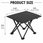 Black Portable Folding Table - 41 x 35 cm Carbon Steel Compact Carry Design, Quick Setup and Space Saving Storage for Market Stalls, Camping and Outdoor Use - Image 6