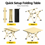 Beige Portable Folding Table - 57*41cm Carbon Steel Compact Carry Design, Quick Setup and Space Saving Storage for Market Stalls, Camping and Outdoor Use - Image 4