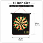15 Inch Magnetic Dart Board Set - 46 x 38 cm, 3 mm Thick Target with 4 Darts, Compact Indoor Family Game for Home, Parties and Travel - Image 5
