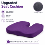 Purple Memory Foam Seat Cushion - 44 x 35 x 6 cm Polyester Chair Pad, Anti-slip bottom,Thickened Breathable Comfort for Office Chairs, Student Desks and Everyday Seating - Image 2