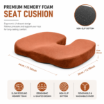 Coffee-colored Memory Foam Seat Cushion - 44 x 35 x 6 cm Polyester Chair Pad, Anti-slip bottom,Thickened Breathable Comfort for Office Chairs, Student Desks and Everyday Seating - Image 2
