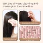 Pink Silicone Scalp Massage Brush - Soft TPR Shampoo Brush for Deep Cleansing, Scalp Exfoliation & Hair Care, Wet & Dry Use with Ergonomic Grip - Image 5
