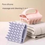 Green Silicone Scalp Massage Brush - Soft TPR Shampoo Brush for Deep Cleansing, Scalp Exfoliation & Hair Care, Wet & Dry Use with Ergonomic Grip - Image 2