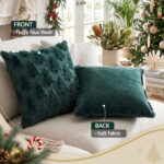 Jingle Jollys Christmas Tree Pillow Covers 2 Packs Cushion Covers Soft Faux Fur Jacquard Throw Pillow Covers 45 x 45cm Green - Image 6