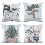 Jingle Jollys Christmas Cushion Covers Set of 4 Pillow Covers 45x45cm with 4 Cute Patterns Blue