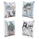 Jingle Jollys Christmas Cushion Covers Set of 4 Pillow Covers 45x45cm with 4 Cute Patterns Blue - Image 3