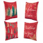 Jingle Jollys Christmas Cushion Covers Set of 4 Pillow Covers 45x45cm with 4 Cute Patterns Red - Image 3