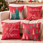Jingle Jollys Christmas Cushion Covers Set of 4 Pillow Covers 45x45cm with 4 Cute Patterns Red - Image 10