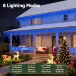 Jingle Jollys 32M Christmas Lights Solar Icicle String Lights 960 LED Blue - Image 5