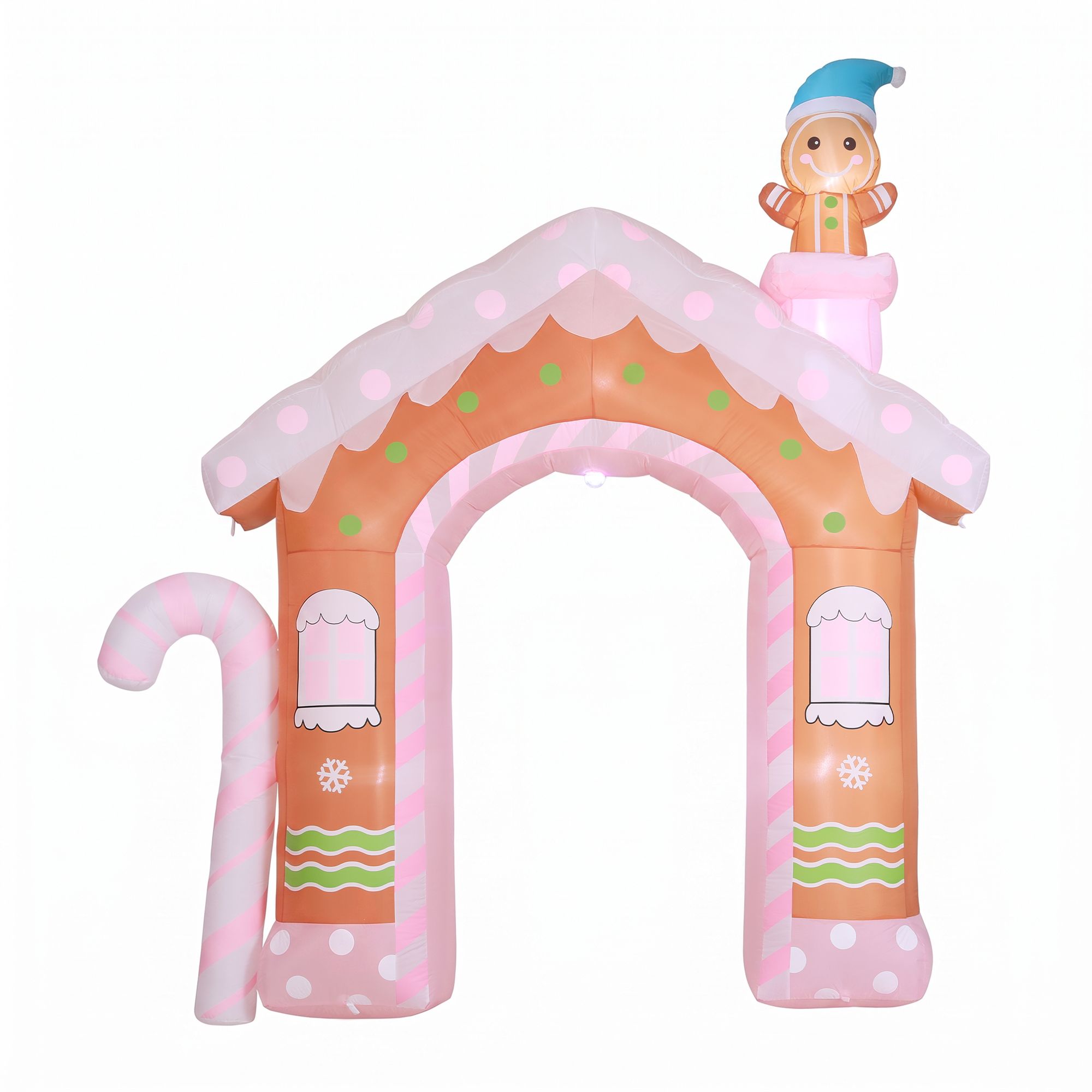 XMAS-INF-DOOR-GINGER-10FT-00 Jingle Jollys Christmas Inflatable Gingerbread Man Candy 3.2M Illuminated Decorations - Image 1