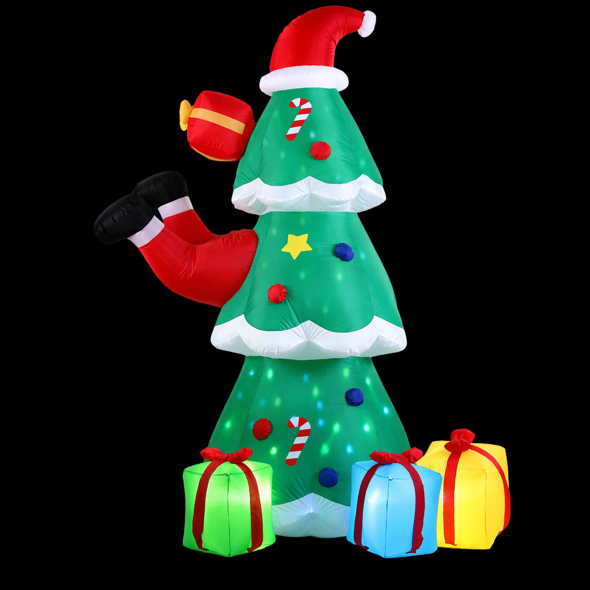 XMAS-INF-TREE-8FT-00 Jingle Jollys Christmas Inflatable Santa Tree 2.5M Height Flashing Light Decorations Illuminated - Image 1