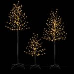 Jingle Jollys 3 Pack LED Christmas Tree Lighted Birch Tree Indoor Outdoor Xmas Decor Warm White