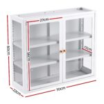 Artiss Buffet Cabinet Sideboard Wall Mounted Clear Display Storage 60cm White - Image 3