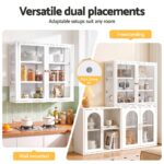Artiss Buffet Cabinet Sideboard Wall Mounted Clear Display Storage 60cm White - Image 6