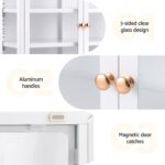 Artiss Buffet Cabinet Sideboard Wall Mounted Clear Display Storage 60cm White - Image 8