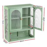 Artiss Buffet Cabinet Sideboard Wall Mounted Fluted Display Storage 70cm Green - Image 3