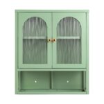 Artiss Buffet Cabinet Sideboard Wall Mounted Fluted Display Storage 70cm Green - Image 4