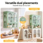 Artiss Buffet Cabinet Sideboard Wall Mounted Fluted Display Storage 70cm Green - Image 6